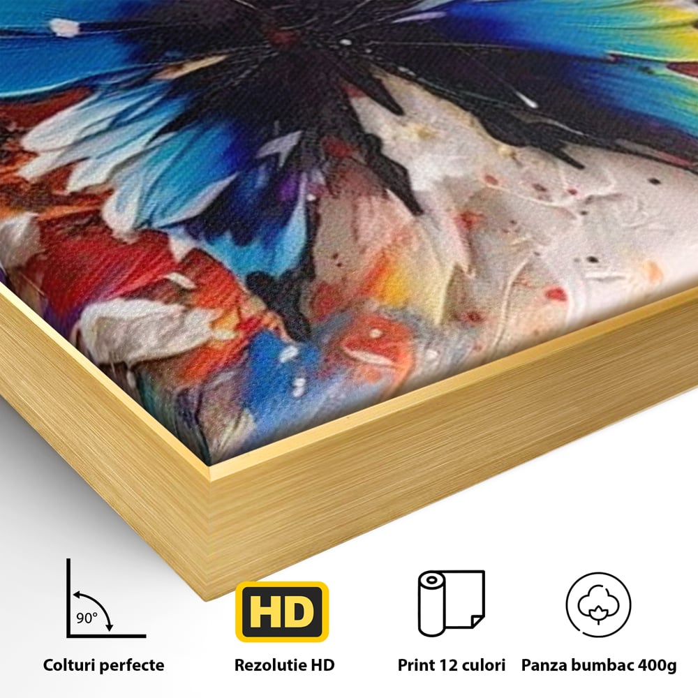 Leinwand Premium Canvas Wandkunst, LuxCanva® M1138, Fliegen durch die Schatten, Gemälde, mehrfarbig, Schmetterling, Flügel, Fliegen, Leinwand, Street Art, Gemälde, Moderne Kunst, Abstrakt, Kreativität, Büro, Wohnen, Kinderzimmer