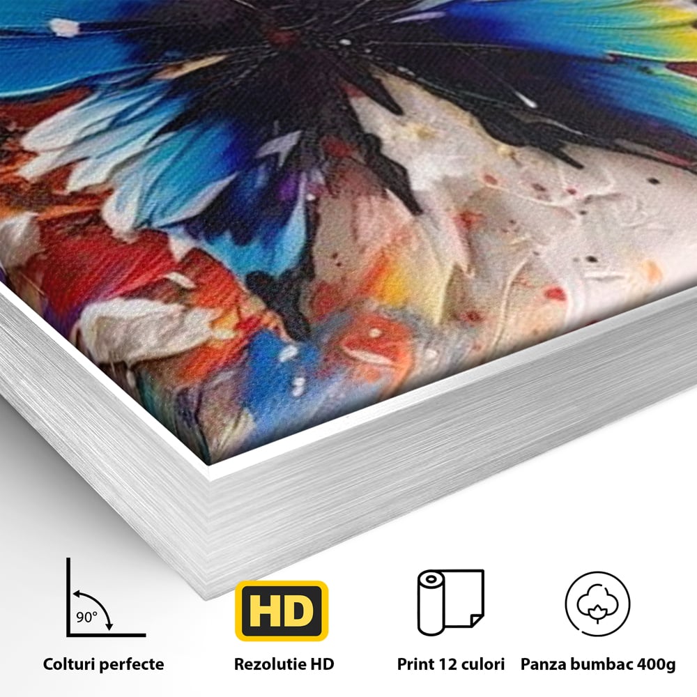Leinwand Premium Canvas Wandkunst, LuxCanva® M1138, Fliegen durch die Schatten, Gemälde, mehrfarbig, Schmetterling, Flügel, Fliegen, Leinwand, Street Art, Gemälde, Moderne Kunst, Abstrakt, Kreativität, Büro, Wohnen, Kinderzimmer