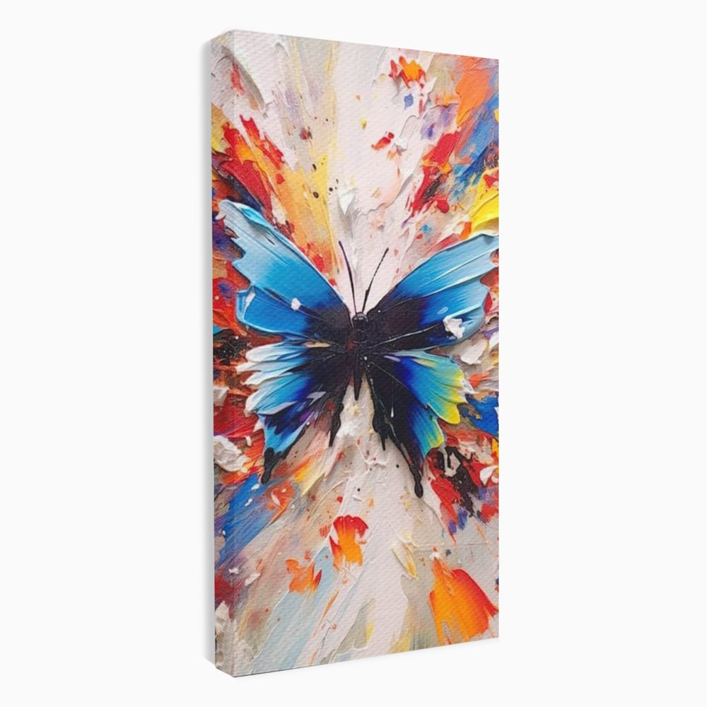 Leinwand Premium Canvas Wandkunst, LuxCanva® M1138, Fliegen durch die Schatten, Gemälde, mehrfarbig, Schmetterling, Flügel, Fliegen, Leinwand, Street Art, Gemälde, Moderne Kunst, Abstrakt, Kreativität, Büro, Wohnen, Kinderzimmer