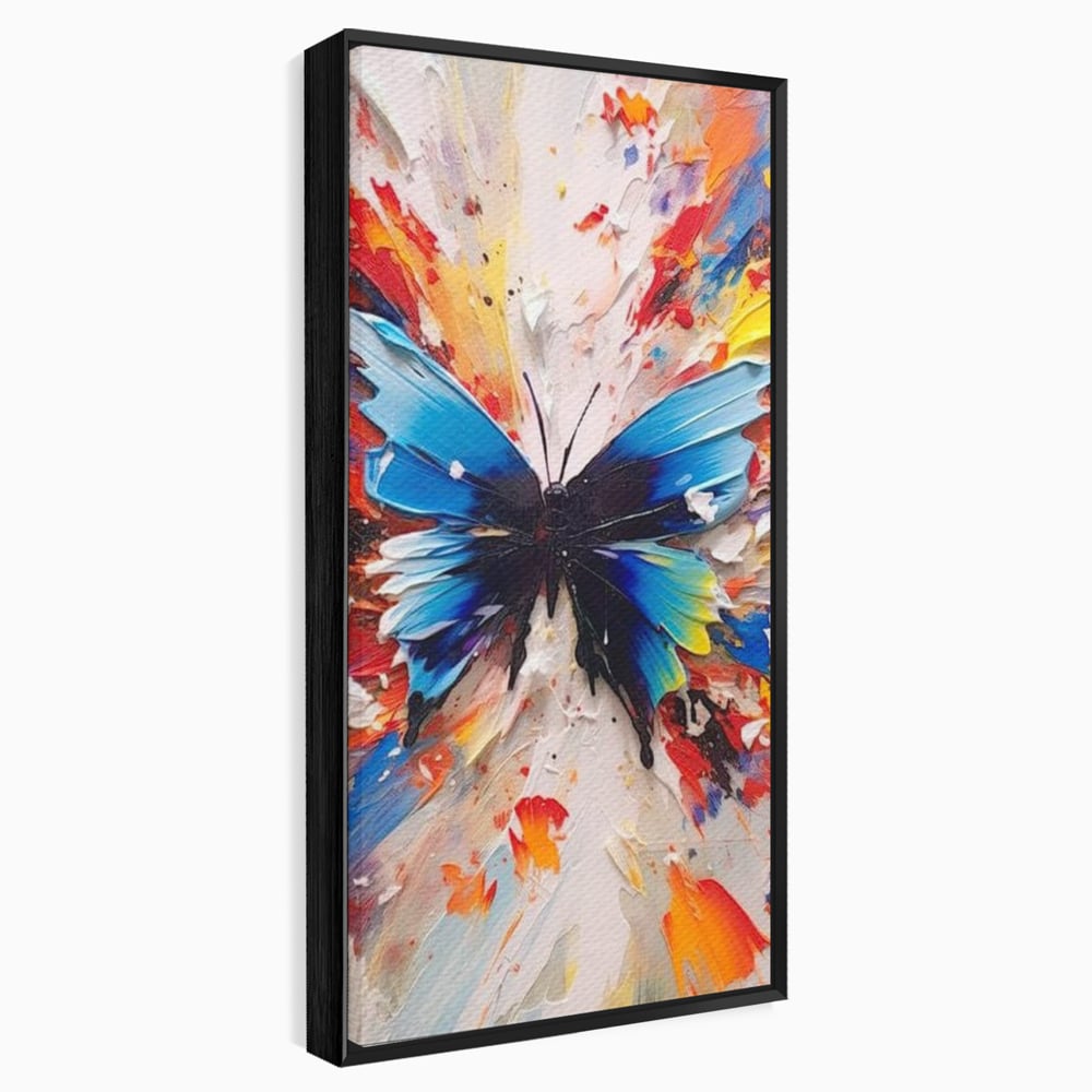 Leinwand Premium Canvas Wandkunst, LuxCanva® M1138, Fliegen durch die Schatten, Gemälde, mehrfarbig, Schmetterling, Flügel, Fliegen, Leinwand, Street Art, Gemälde, Moderne Kunst, Abstrakt, Kreativität, Büro, Wohnen, Kinderzimmer