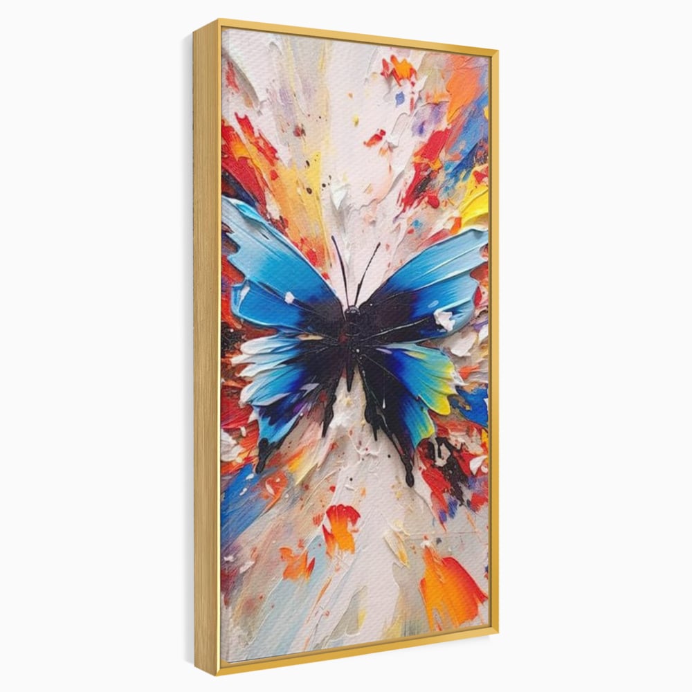 Leinwand Premium Canvas Wandkunst, LuxCanva® M1138, Fliegen durch die Schatten, Gemälde, mehrfarbig, Schmetterling, Flügel, Fliegen, Leinwand, Street Art, Gemälde, Moderne Kunst, Abstrakt, Kreativität, Büro, Wohnen, Kinderzimmer