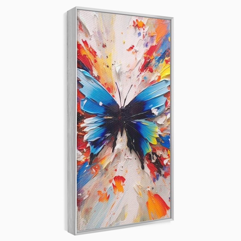 Leinwand Premium Canvas Wandkunst, LuxCanva® M1138, Fliegen durch die Schatten, Gemälde, mehrfarbig, Schmetterling, Flügel, Fliegen, Leinwand, Street Art, Gemälde, Moderne Kunst, Abstrakt, Kreativität, Büro, Wohnen, Kinderzimmer