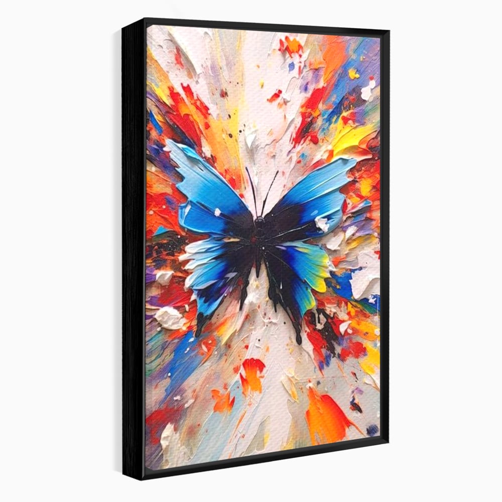 Leinwand Premium Canvas Wandkunst, LuxCanva® M1138, Fliegen durch die Schatten, Gemälde, mehrfarbig, Schmetterling, Flügel, Fliegen, Leinwand, Street Art, Gemälde, Moderne Kunst, Abstrakt, Kreativität, Büro, Wohnen, Kinderzimmer