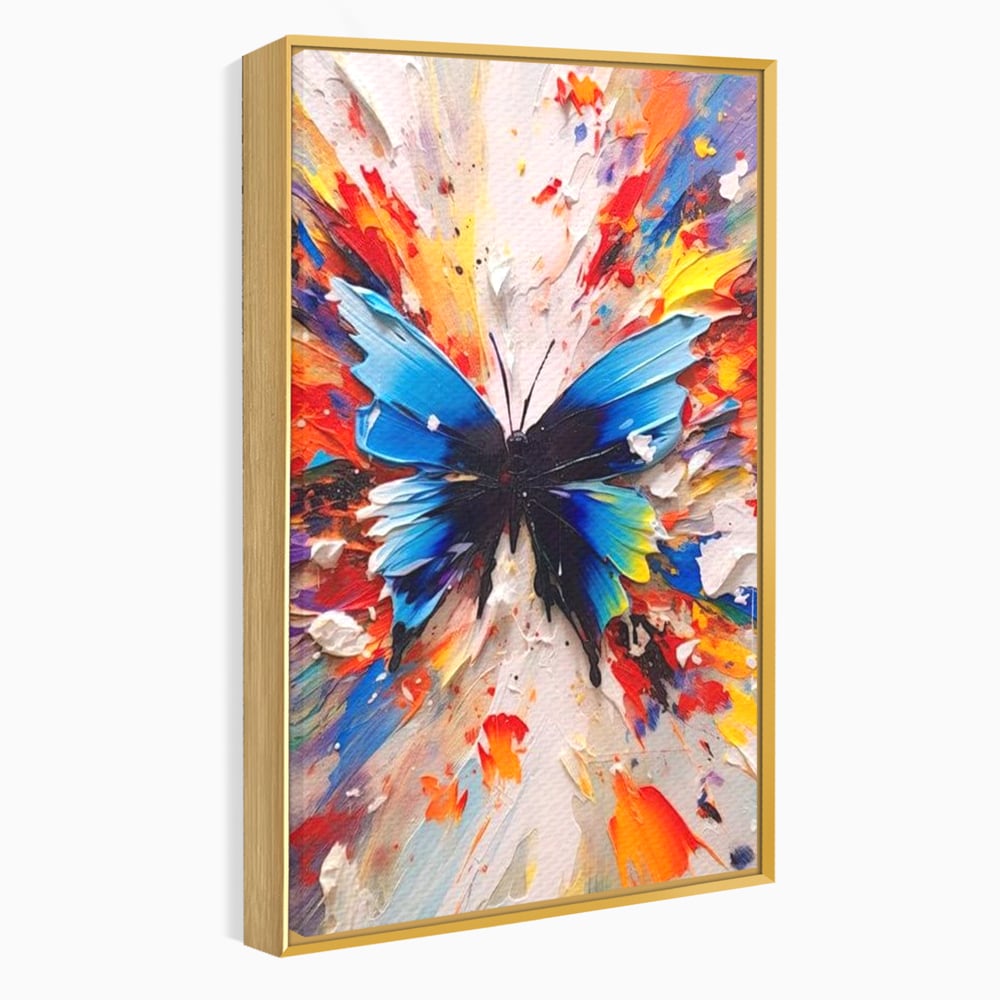 Leinwand Premium Canvas Wandkunst, LuxCanva® M1138, Fliegen durch die Schatten, Gemälde, mehrfarbig, Schmetterling, Flügel, Fliegen, Leinwand, Street Art, Gemälde, Moderne Kunst, Abstrakt, Kreativität, Büro, Wohnen, Kinderzimmer