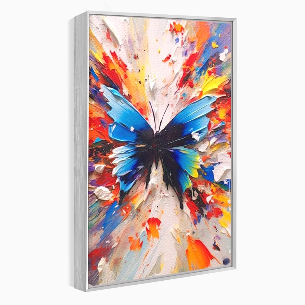 Leinwand Premium Canvas Wandkunst, LuxCanva® M1138, Fliegen durch die Schatten, Gemälde, mehrfarbig, Schmetterling, Flügel, Fliegen, Leinwand, Street Art, Gemälde, Moderne Kunst, Abstrakt, Kreativität, Büro, Wohnen, Kinderzimmer