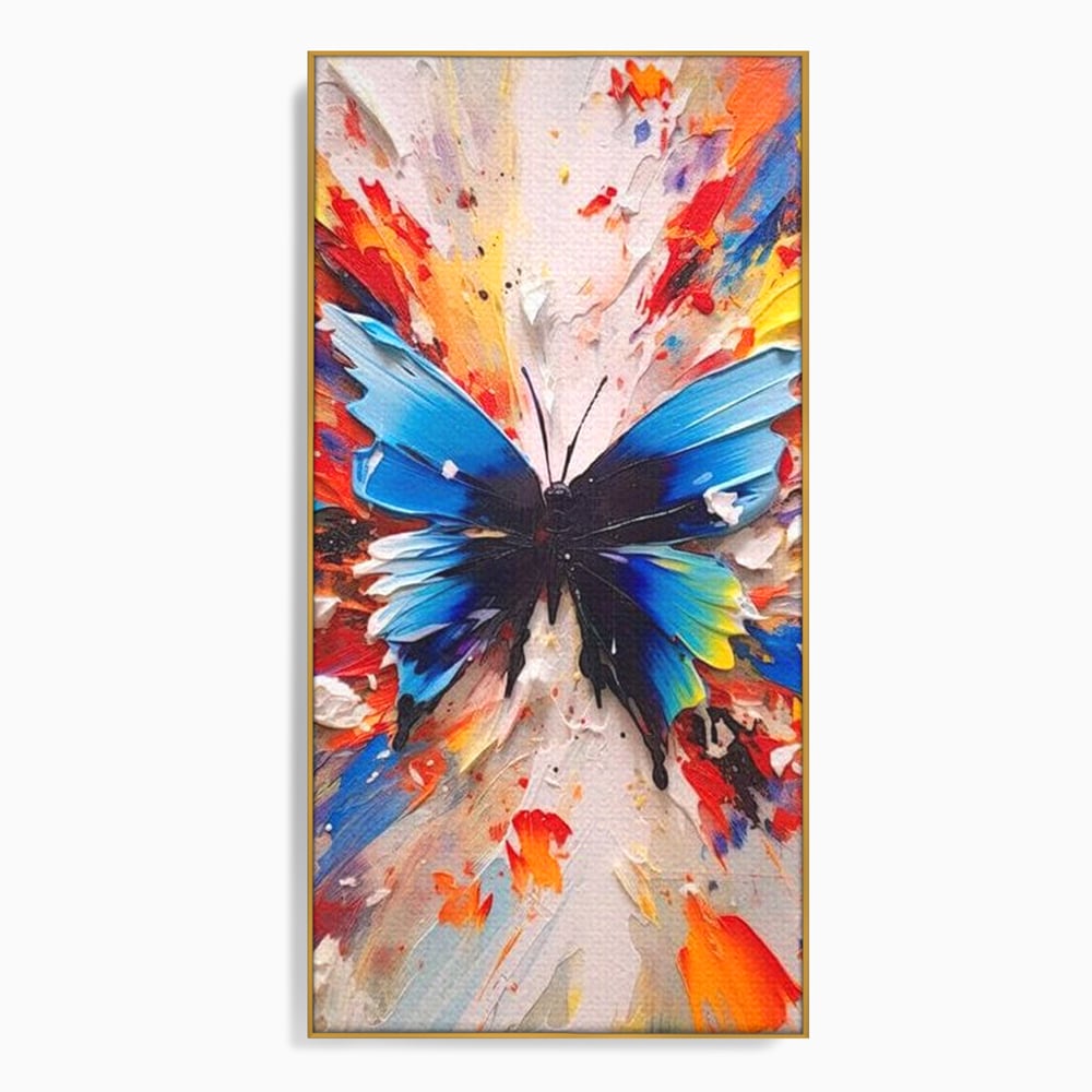 Leinwand Premium Canvas Wandkunst, LuxCanva® M1138, Fliegen durch die Schatten, Gemälde, mehrfarbig, Schmetterling, Flügel, Fliegen, Leinwand, Street Art, Gemälde, Moderne Kunst, Abstrakt, Kreativität, Büro, Wohnen, Kinderzimmer