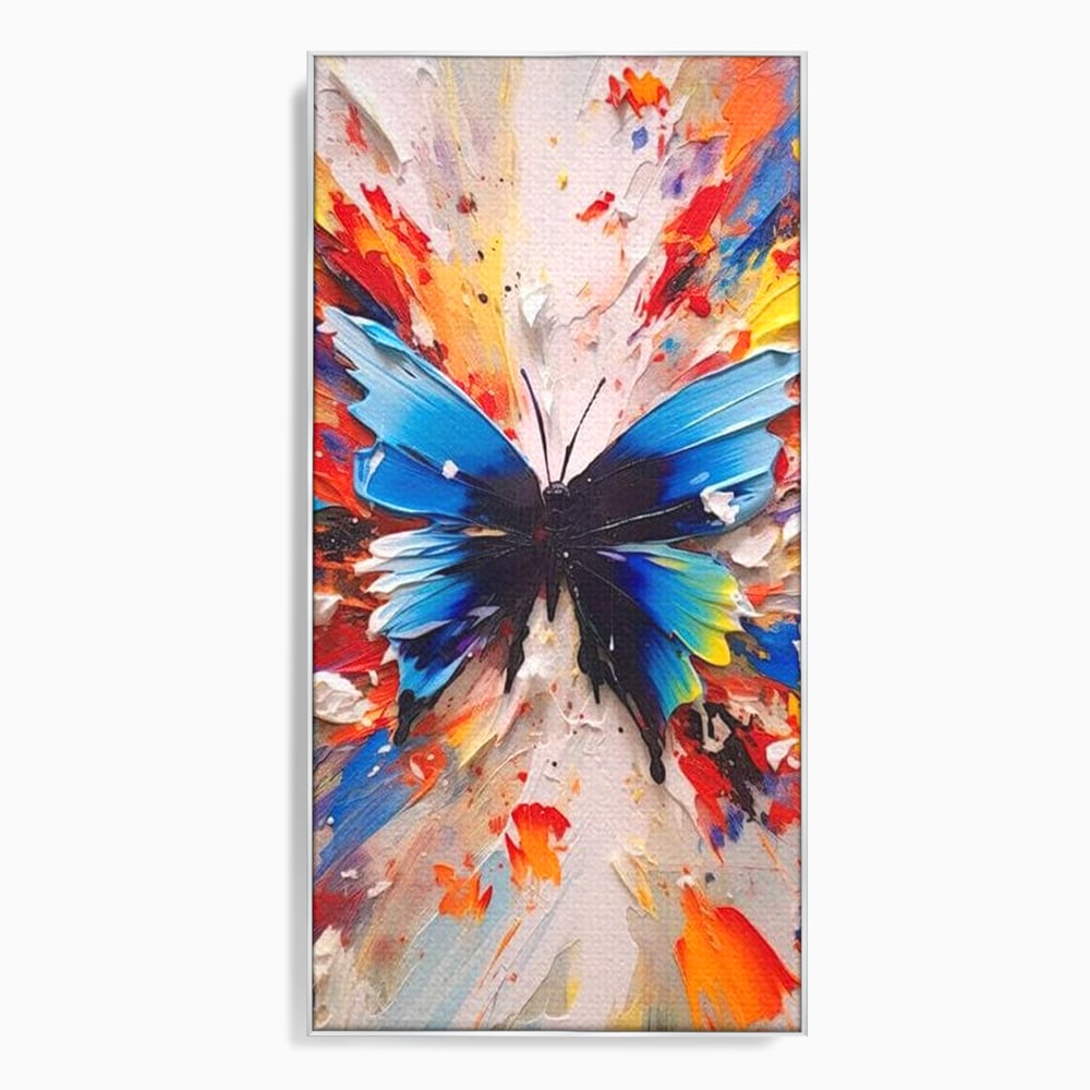 Leinwand Premium Canvas Wandkunst, LuxCanva® M1138, Fliegen durch die Schatten, Gemälde, mehrfarbig, Schmetterling, Flügel, Fliegen, Leinwand, Street Art, Gemälde, Moderne Kunst, Abstrakt, Kreativität, Büro, Wohnen, Kinderzimmer