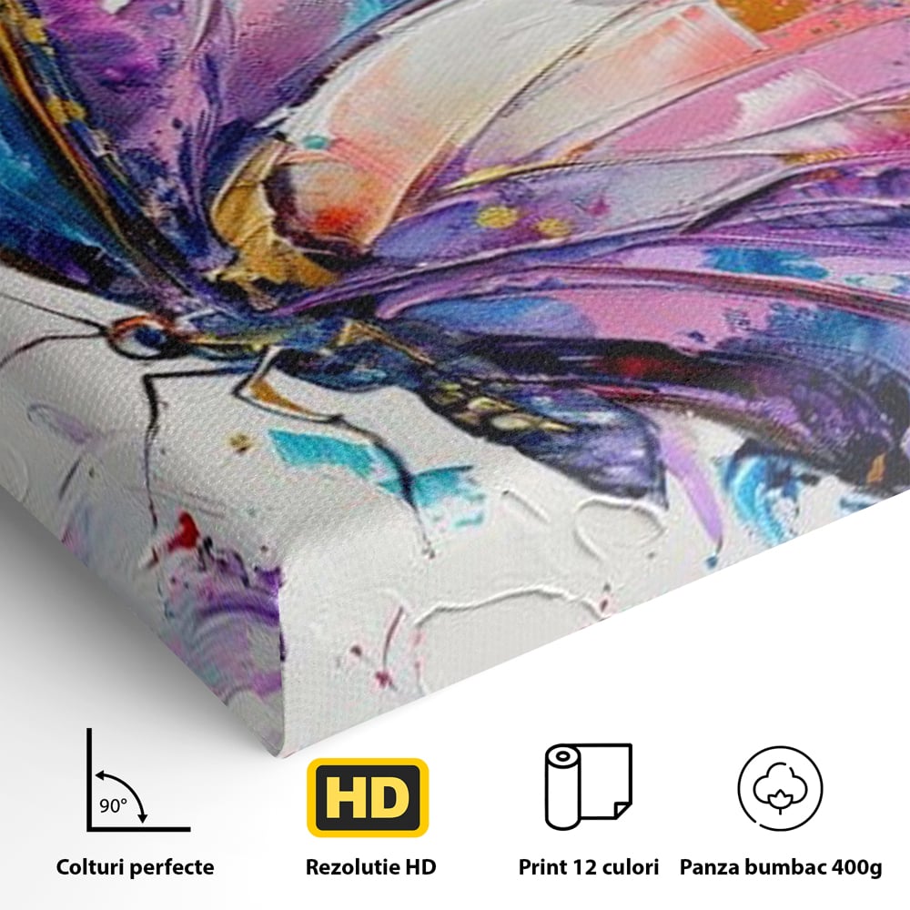 Tablou Canvas Premium, LuxCanva® M1139, Aripi de Ametist, Pastel, Violet, Vis, Aripi, Pictura, Fluture, Zbor, Arta Moderna, Abstract, Eleganta, Ametist, Birou, Living, Camera Copil