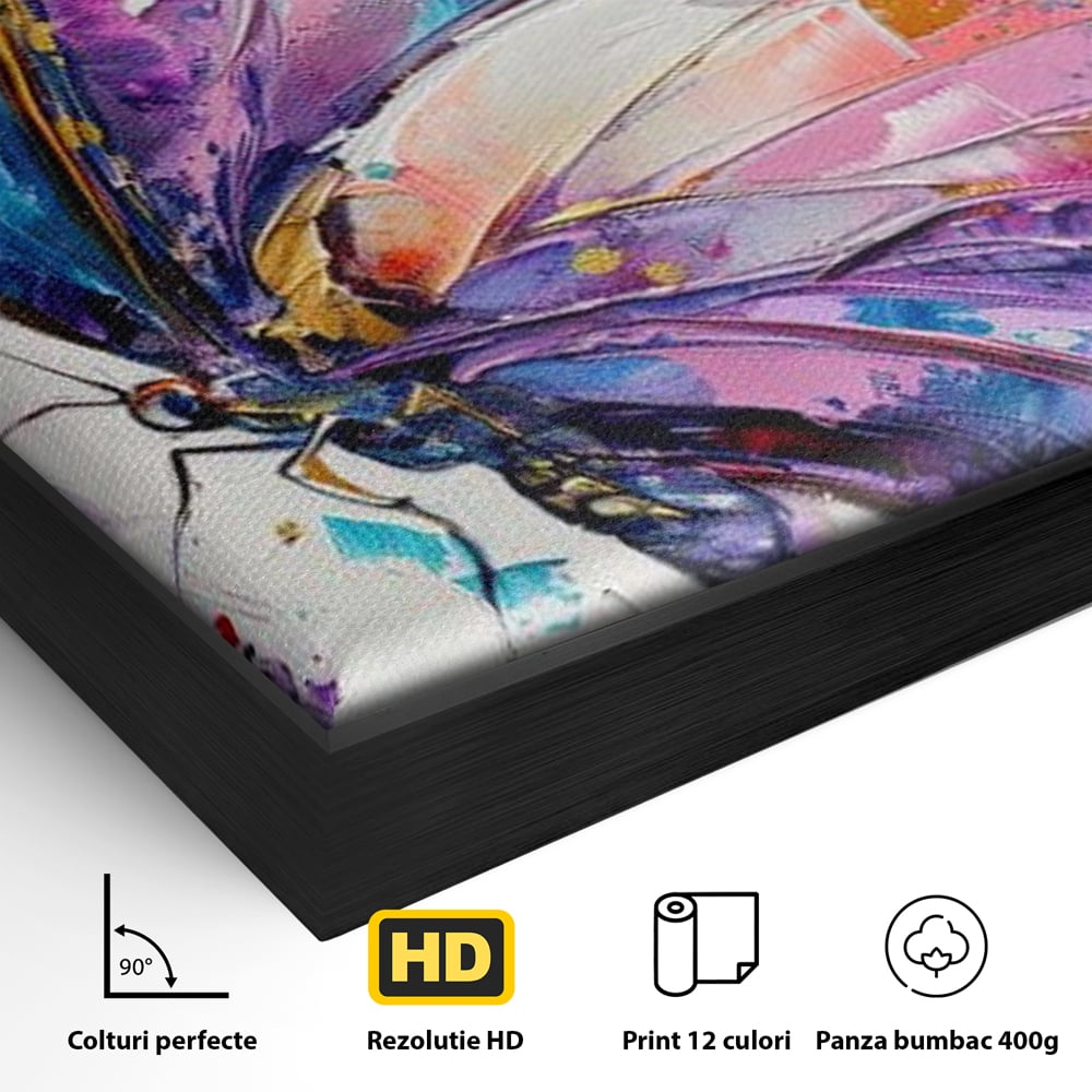 Tablou Canvas Premium, LuxCanva® M1139, Aripi de Ametist, Pastel, Violet, Vis, Aripi, Pictura, Fluture, Zbor, Arta Moderna, Abstract, Eleganta, Ametist, Birou, Living, Camera Copil