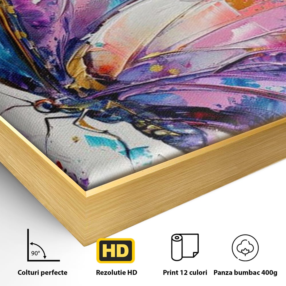 Tablou Canvas Premium, LuxCanva® M1139, Aripi de Ametist, Pastel, Violet, Vis, Aripi, Pictura, Fluture, Zbor, Arta Moderna, Abstract, Eleganta, Ametist, Birou, Living, Camera Copil