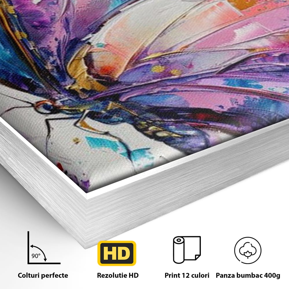 Tablou Canvas Premium, LuxCanva® M1139, Aripi de Ametist, Pastel, Violet, Vis, Aripi, Pictura, Fluture, Zbor, Arta Moderna, Abstract, Eleganta, Ametist, Birou, Living, Camera Copil