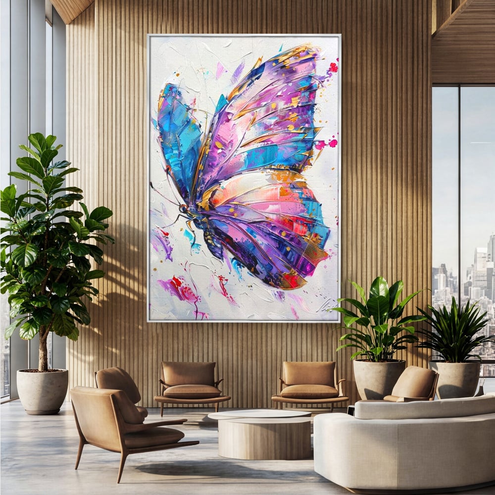 Tablou Canvas Premium, LuxCanva® M1139, Aripi de Ametist, Pastel, Violet, Vis, Aripi, Pictura, Fluture, Zbor, Arta Moderna, Abstract, Eleganta, Ametist, Birou, Living, Camera Copil