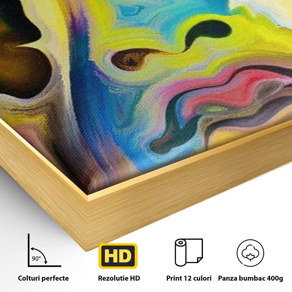 Leinwand Premium Canvas Wandkunst, LuxCanva® M1140, Labyrinth des Blicks, Portrait, Gesicht, Blick, Augen, Gesicht, Schmetterling, Abstrakte Kunst, Mehrfarbig, Transformation, Modern, Büro, Wohnen, Kinderzimmer