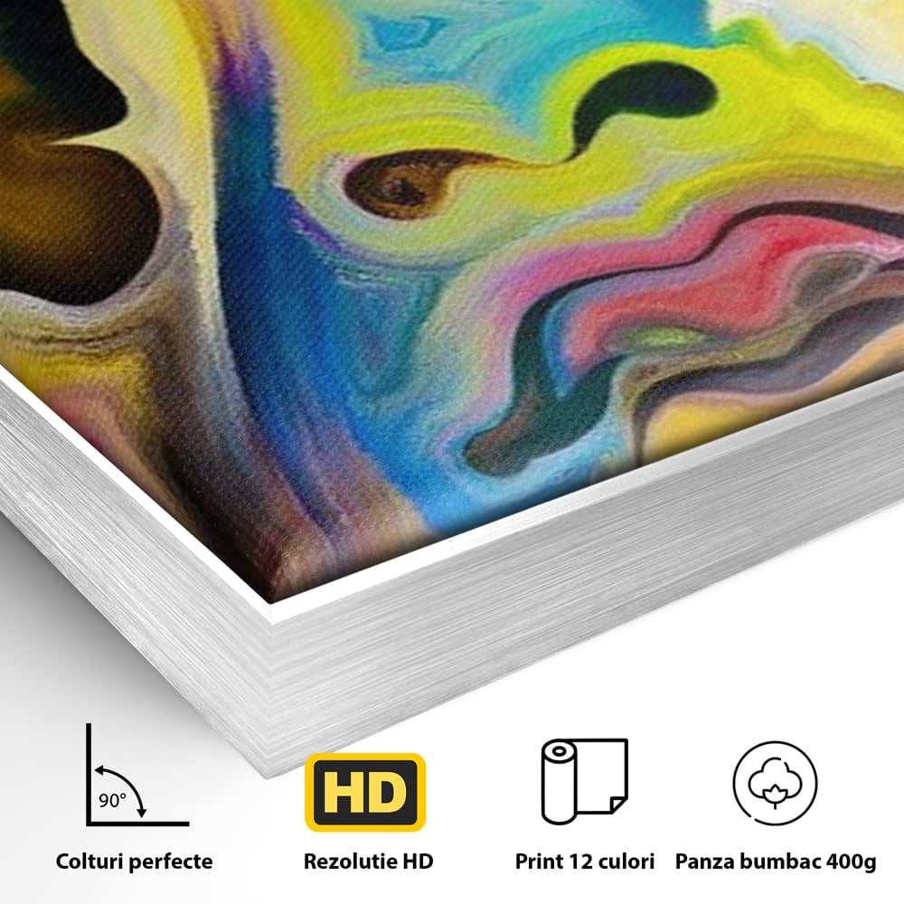 Leinwand Premium Canvas Wandkunst, LuxCanva® M1140, Labyrinth des Blicks, Portrait, Gesicht, Blick, Augen, Gesicht, Schmetterling, Abstrakte Kunst, Mehrfarbig, Transformation, Modern, Büro, Wohnen, Kinderzimmer