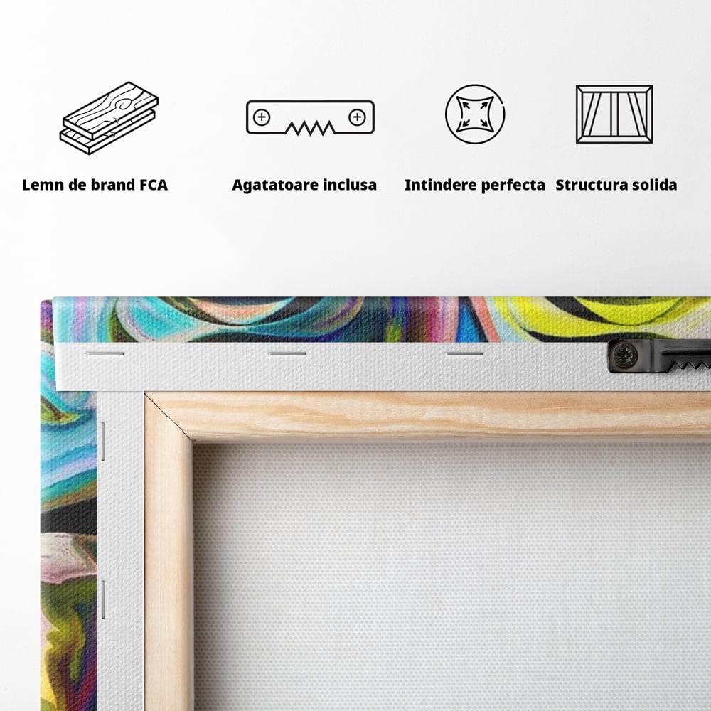 Leinwand Premium Canvas Wandkunst, LuxCanva® M1140, Labyrinth des Blicks, Portrait, Gesicht, Blick, Augen, Gesicht, Schmetterling, Abstrakte Kunst, Mehrfarbig, Transformation, Modern, Büro, Wohnen, Kinderzimmer