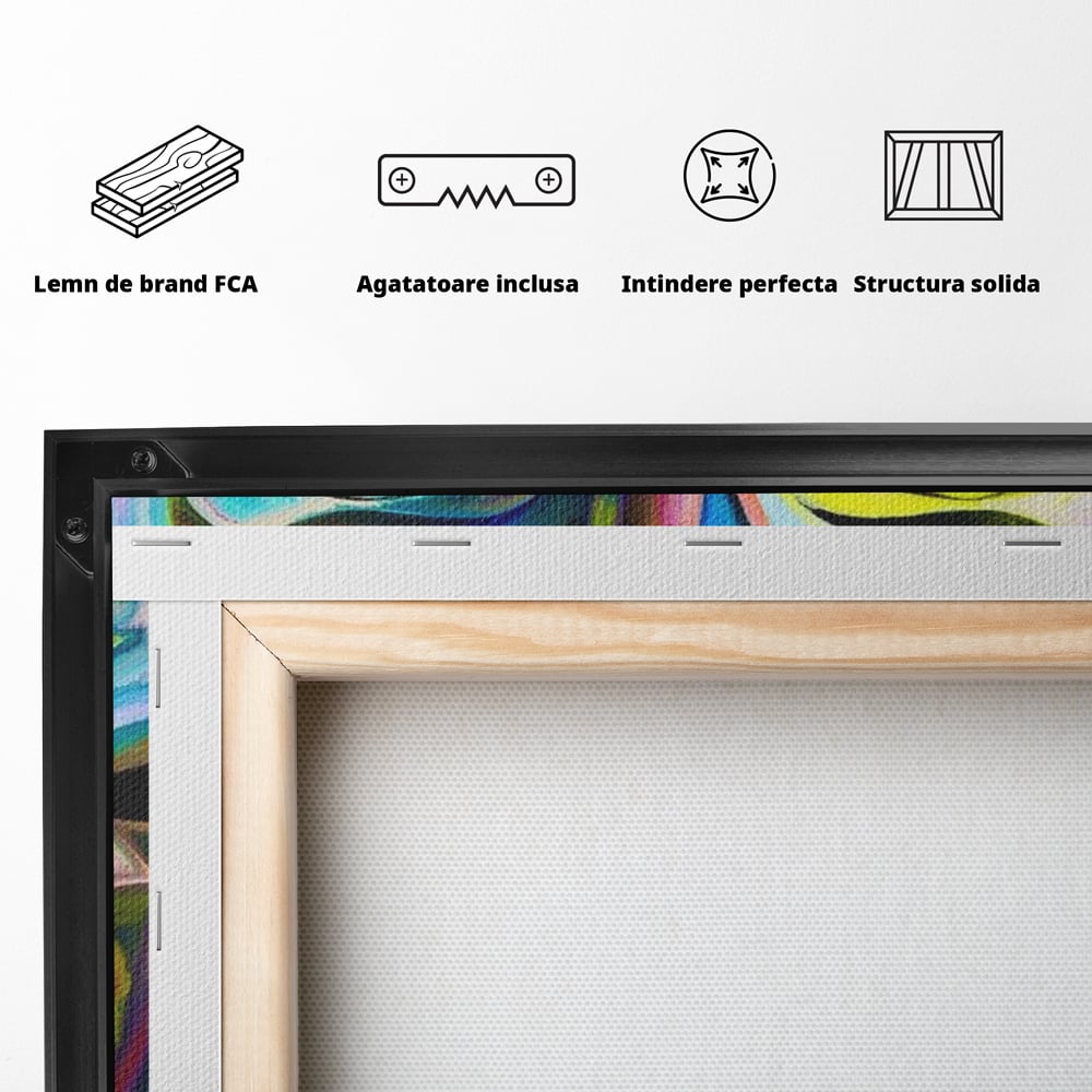 Leinwand Premium Canvas Wandkunst, LuxCanva® M1140, Labyrinth des Blicks, Portrait, Gesicht, Blick, Augen, Gesicht, Schmetterling, Abstrakte Kunst, Mehrfarbig, Transformation, Modern, Büro, Wohnen, Kinderzimmer