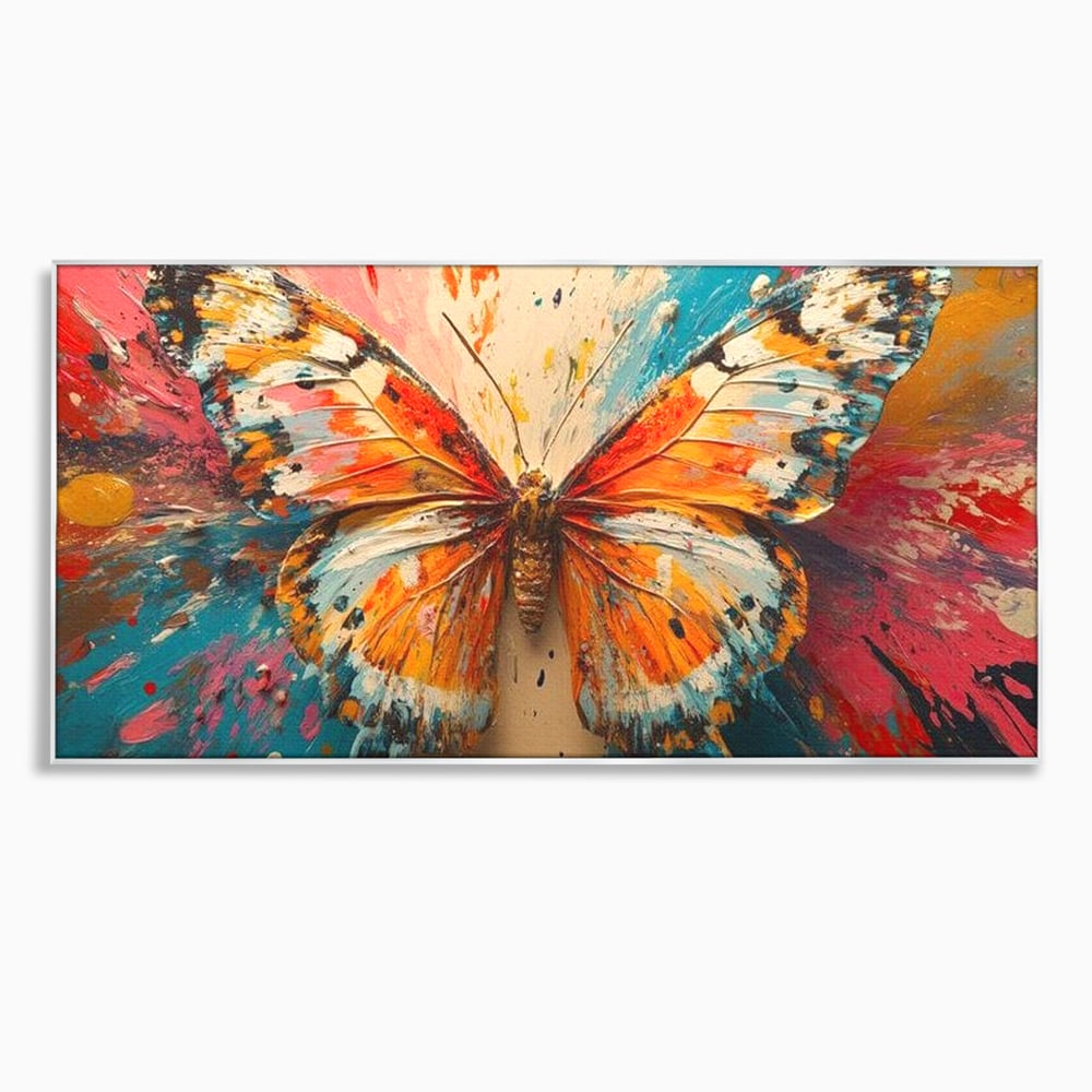 Leinwand Wandkunst Canvas Premium, LuxCanva® M1141, Herbst Schmetterling, Orange, Farbig, Farbig, Malerei, Moderne Kunst, Flügel, Schmetterling, Jahreszeit, Herbst, Spritzer, Urban, Büro, Wohnen, Kinderzimmer