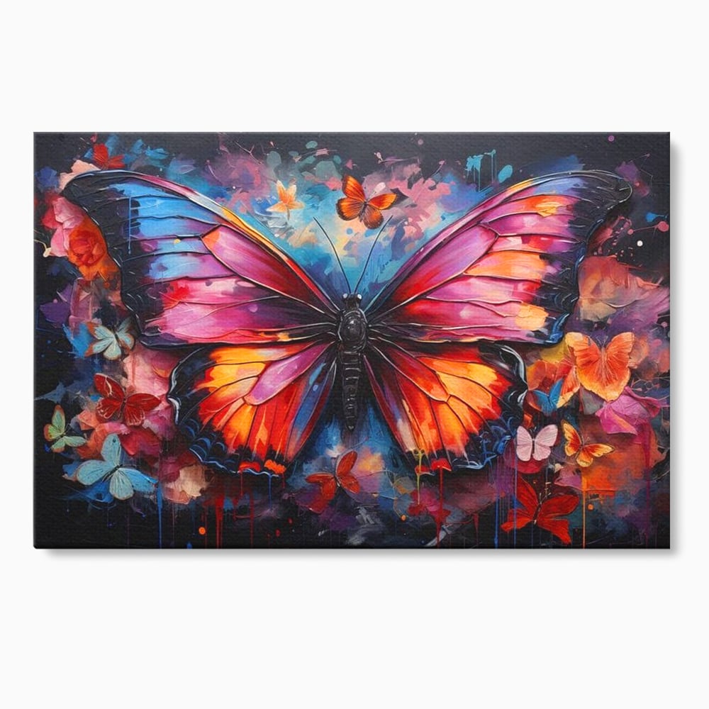 Leinwandbilder Premium, LuxCanva® M1142, Schmetterling Universum, Nacht, Dunkelheit, Degrade, Schmetterlinge, Insekten, Lebendige Farben, Traum, Fantastisch, Intensiv, Moderne Kunst, Büro, Wohnen, Kinderzimmer