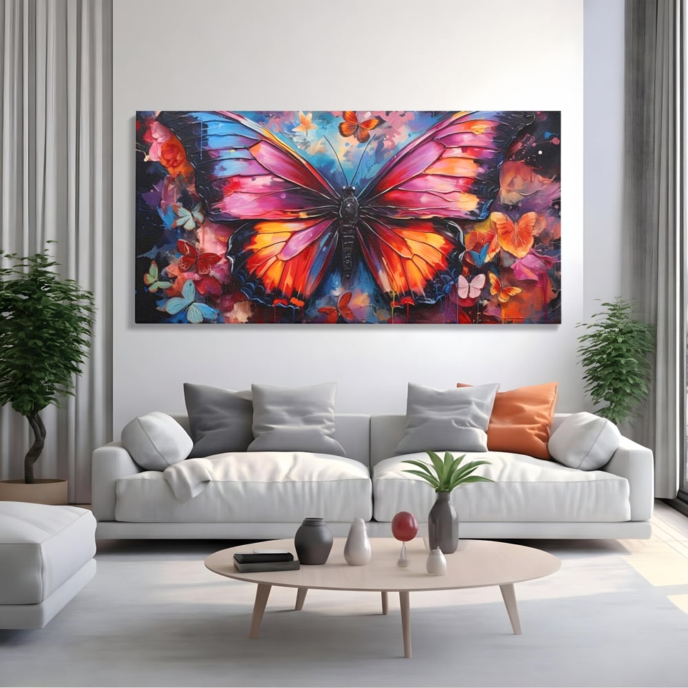Leinwandbilder Premium, LuxCanva® M1142, Schmetterling Universum, Nacht, Dunkelheit, Degrade, Schmetterlinge, Insekten, Lebendige Farben, Traum, Fantastisch, Intensiv, Moderne Kunst, Büro, Wohnen, Kinderzimmer