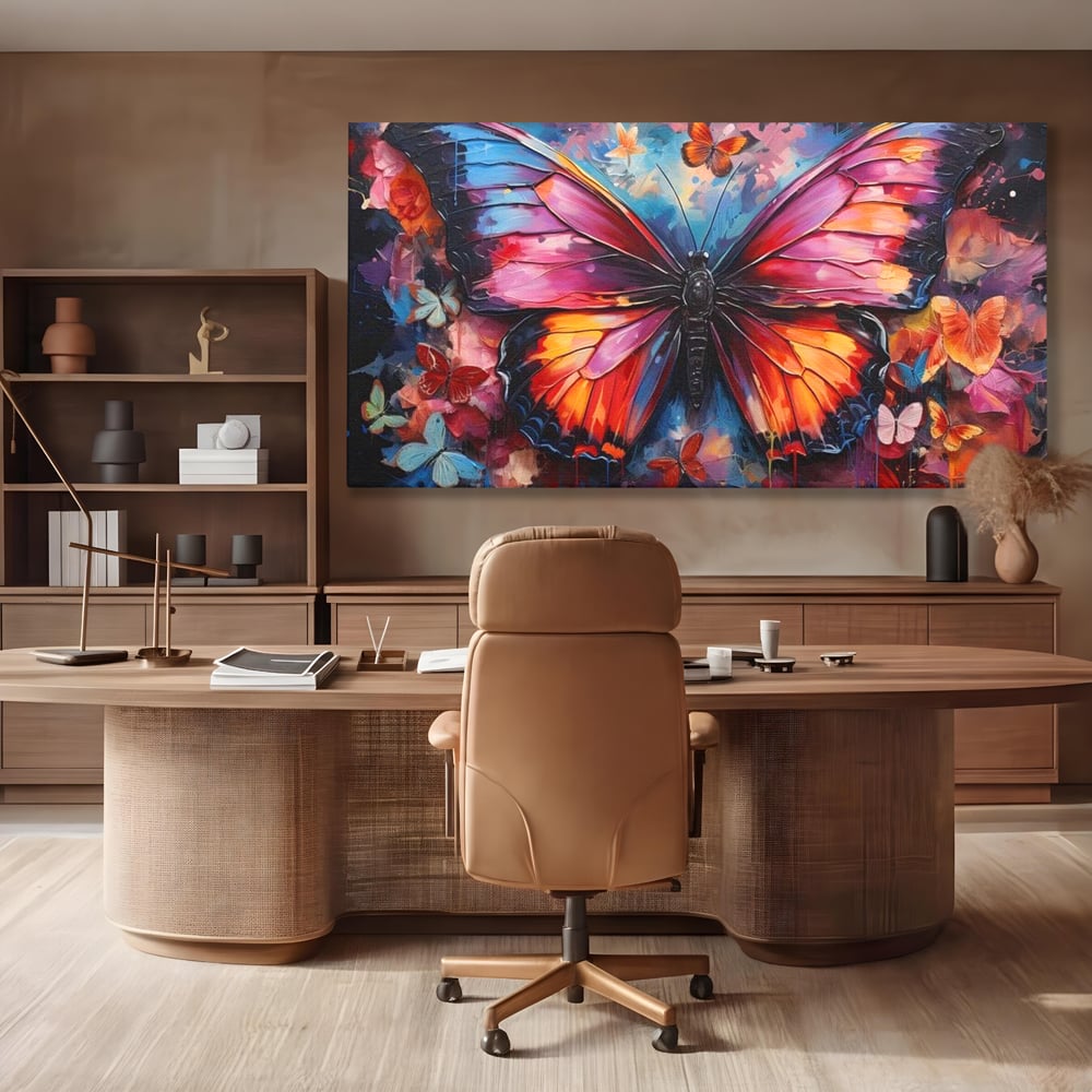 Leinwandbilder Premium, LuxCanva® M1142, Schmetterling Universum, Nacht, Dunkelheit, Degrade, Schmetterlinge, Insekten, Lebendige Farben, Traum, Fantastisch, Intensiv, Moderne Kunst, Büro, Wohnen, Kinderzimmer