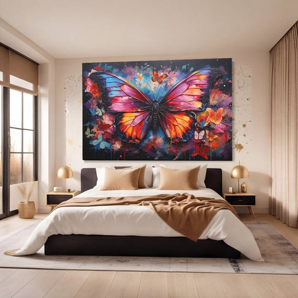 Leinwandbilder Premium, LuxCanva® M1142, Schmetterling Universum, Nacht, Dunkelheit, Degrade, Schmetterlinge, Insekten, Lebendige Farben, Traum, Fantastisch, Intensiv, Moderne Kunst, Büro, Wohnen, Kinderzimmer