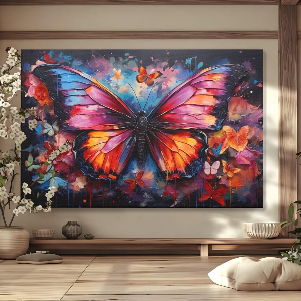 Leinwandbilder Premium, LuxCanva® M1142, Schmetterling Universum, Nacht, Dunkelheit, Degrade, Schmetterlinge, Insekten, Lebendige Farben, Traum, Fantastisch, Intensiv, Moderne Kunst, Büro, Wohnen, Kinderzimmer
