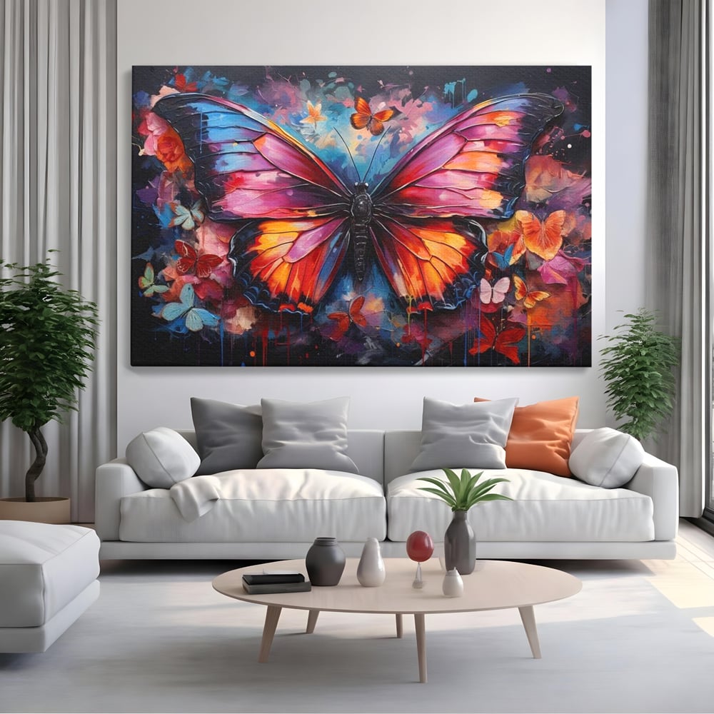 Leinwandbilder Premium, LuxCanva® M1142, Schmetterling Universum, Nacht, Dunkelheit, Degrade, Schmetterlinge, Insekten, Lebendige Farben, Traum, Fantastisch, Intensiv, Moderne Kunst, Büro, Wohnen, Kinderzimmer