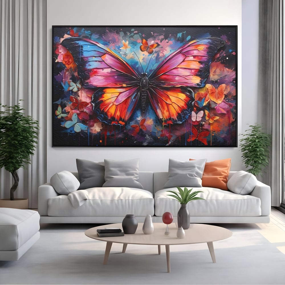 Leinwandbilder Premium, LuxCanva® M1142, Schmetterling Universum, Nacht, Dunkelheit, Degrade, Schmetterlinge, Insekten, Lebendige Farben, Traum, Fantastisch, Intensiv, Moderne Kunst, Büro, Wohnen, Kinderzimmer