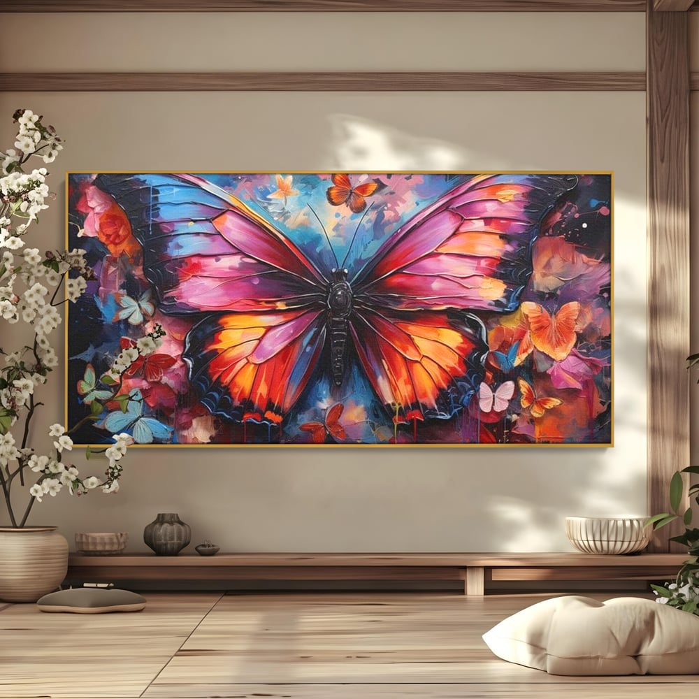Leinwandbilder Premium, LuxCanva® M1142, Schmetterling Universum, Nacht, Dunkelheit, Degrade, Schmetterlinge, Insekten, Lebendige Farben, Traum, Fantastisch, Intensiv, Moderne Kunst, Büro, Wohnen, Kinderzimmer