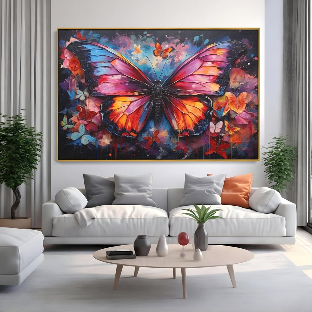 Leinwandbilder Premium, LuxCanva® M1142, Schmetterling Universum, Nacht, Dunkelheit, Degrade, Schmetterlinge, Insekten, Lebendige Farben, Traum, Fantastisch, Intensiv, Moderne Kunst, Büro, Wohnen, Kinderzimmer