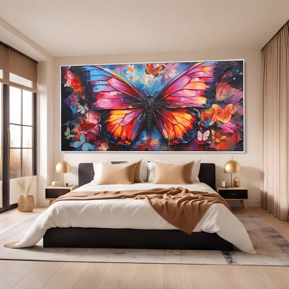 Leinwandbilder Premium, LuxCanva® M1142, Schmetterling Universum, Nacht, Dunkelheit, Degrade, Schmetterlinge, Insekten, Lebendige Farben, Traum, Fantastisch, Intensiv, Moderne Kunst, Büro, Wohnen, Kinderzimmer