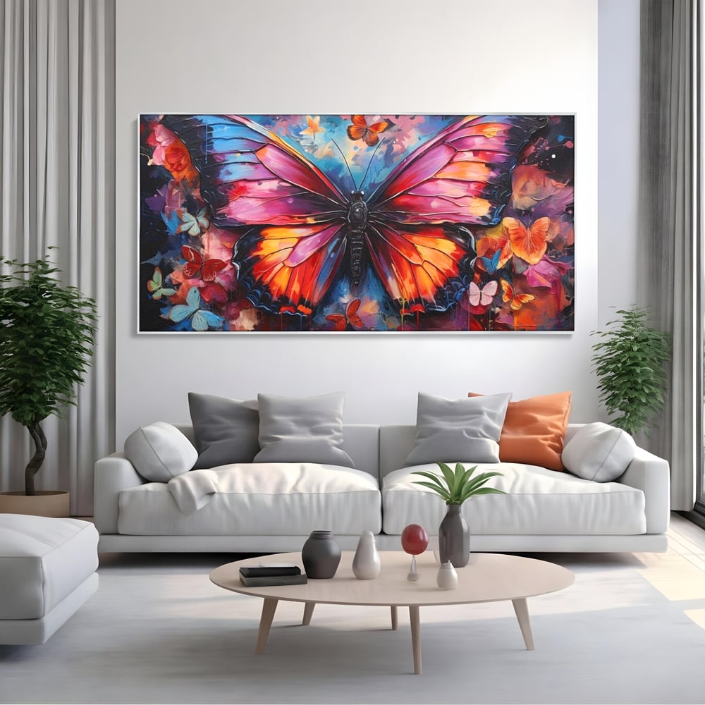 Leinwandbilder Premium, LuxCanva® M1142, Schmetterling Universum, Nacht, Dunkelheit, Degrade, Schmetterlinge, Insekten, Lebendige Farben, Traum, Fantastisch, Intensiv, Moderne Kunst, Büro, Wohnen, Kinderzimmer