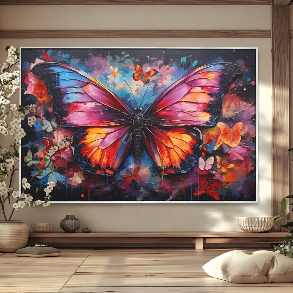 Leinwandbilder Premium, LuxCanva® M1142, Schmetterling Universum, Nacht, Dunkelheit, Degrade, Schmetterlinge, Insekten, Lebendige Farben, Traum, Fantastisch, Intensiv, Moderne Kunst, Büro, Wohnen, Kinderzimmer