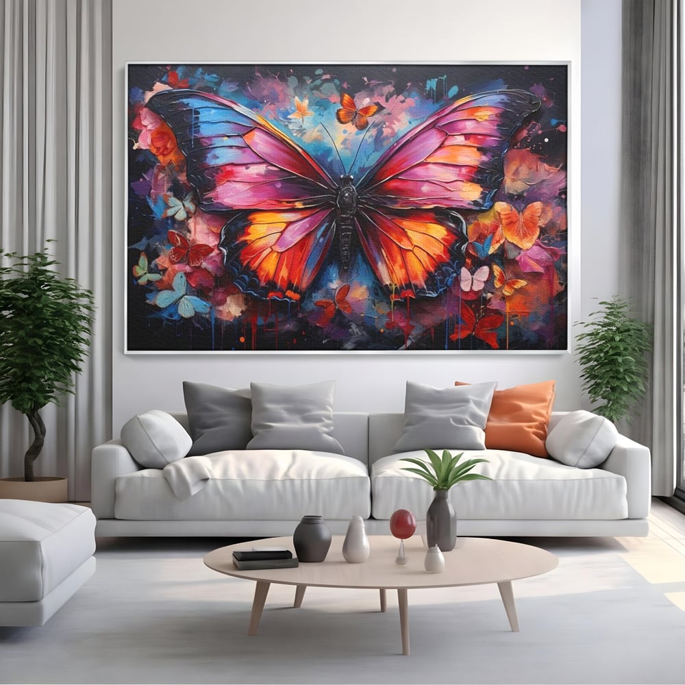 Leinwandbilder Premium, LuxCanva® M1142, Schmetterling Universum, Nacht, Dunkelheit, Degrade, Schmetterlinge, Insekten, Lebendige Farben, Traum, Fantastisch, Intensiv, Moderne Kunst, Büro, Wohnen, Kinderzimmer