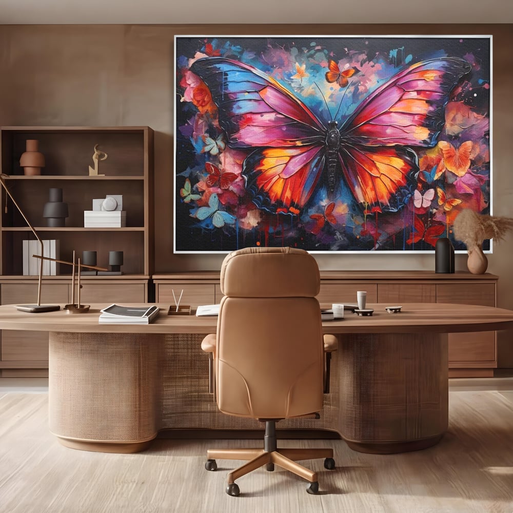 Leinwandbilder Premium, LuxCanva® M1142, Schmetterling Universum, Nacht, Dunkelheit, Degrade, Schmetterlinge, Insekten, Lebendige Farben, Traum, Fantastisch, Intensiv, Moderne Kunst, Büro, Wohnen, Kinderzimmer