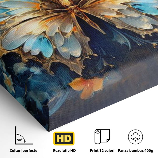 Tablou Canvas Premium, LuxCanva® M1143, Magie Translucida, Sidef, Regal, Diafan, Magie, Aripi, Flori, Elegant, Angelic, Eteric, Transparent, Fantastic, Fluture, Birou, Living, Camera Copil