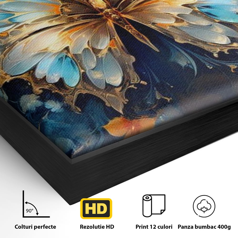 Tablou Canvas Premium, LuxCanva® M1143, Magie Translucida, Sidef, Regal, Diafan, Magie, Aripi, Flori, Elegant, Angelic, Eteric, Transparent, Fantastic, Fluture, Birou, Living, Camera Copil