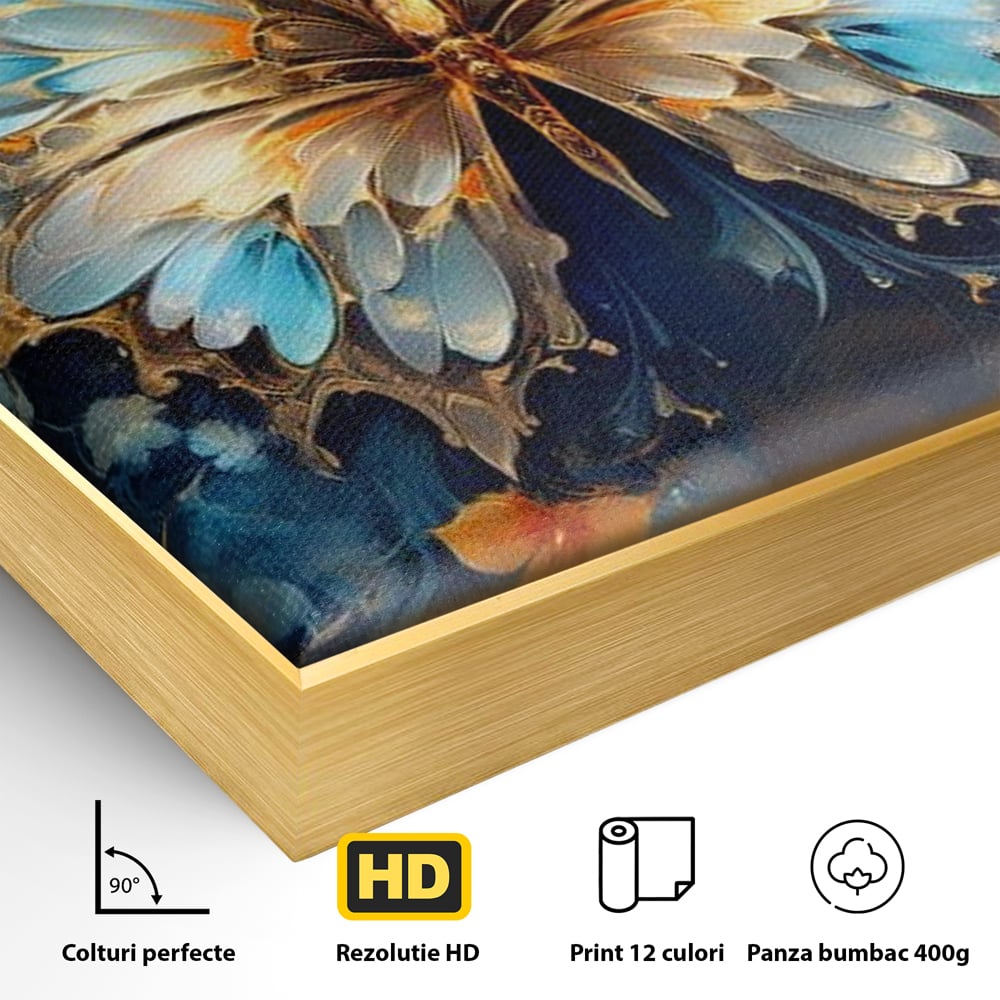 Tablou Canvas Premium, LuxCanva® M1143, Magie Translucida, Sidef, Regal, Diafan, Magie, Aripi, Flori, Elegant, Angelic, Eteric, Transparent, Fantastic, Fluture, Birou, Living, Camera Copil