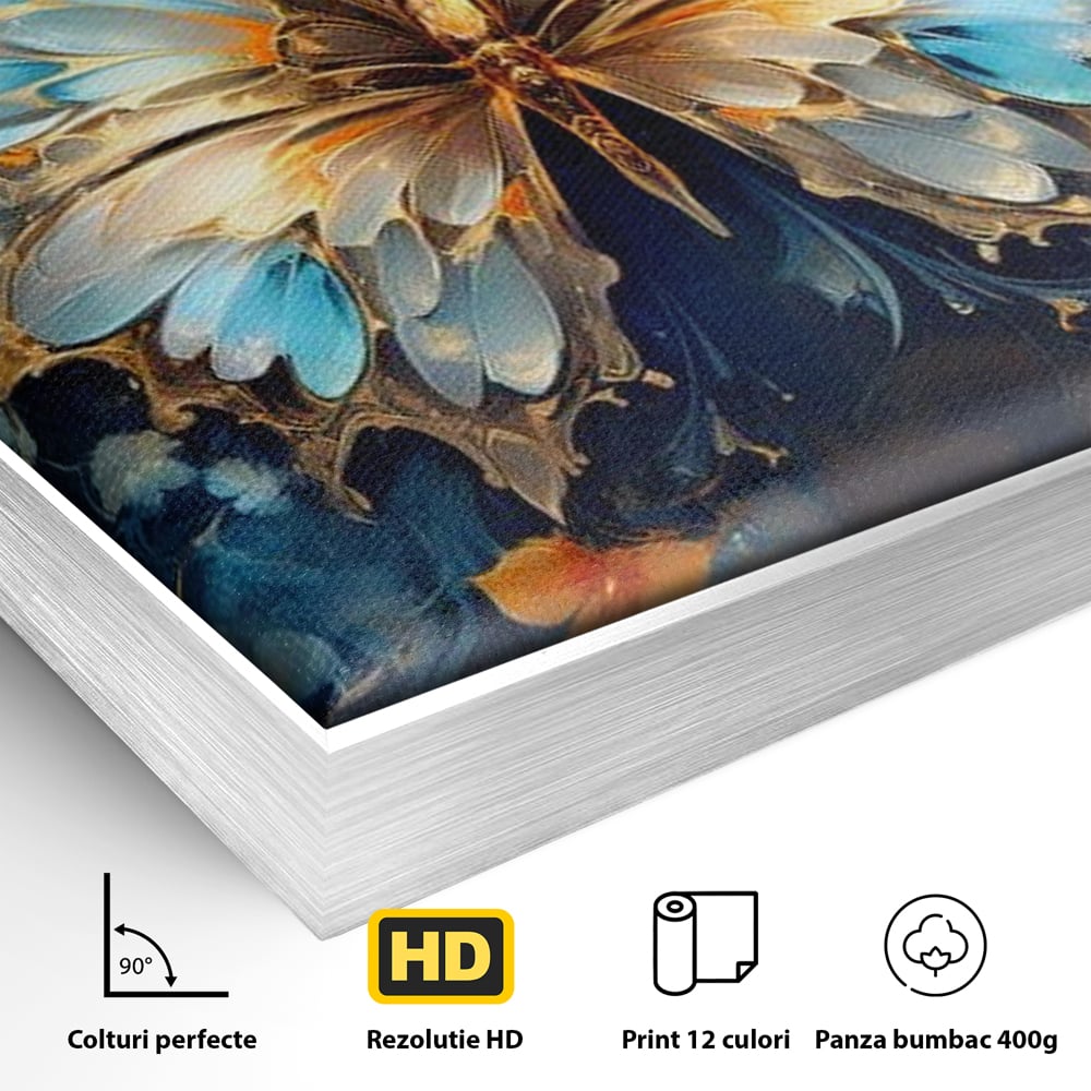 Tablou Canvas Premium, LuxCanva® M1143, Magie Translucida, Sidef, Regal, Diafan, Magie, Aripi, Flori, Elegant, Angelic, Eteric, Transparent, Fantastic, Fluture, Birou, Living, Camera Copil