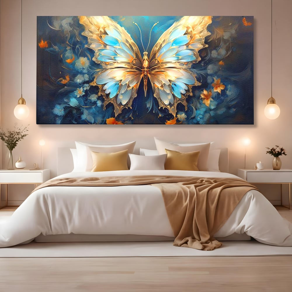 Tablou Canvas Premium, LuxCanva® M1143, Magie Translucida, Sidef, Regal, Diafan, Magie, Aripi, Flori, Elegant, Angelic, Eteric, Transparent, Fantastic, Fluture, Birou, Living, Camera Copil