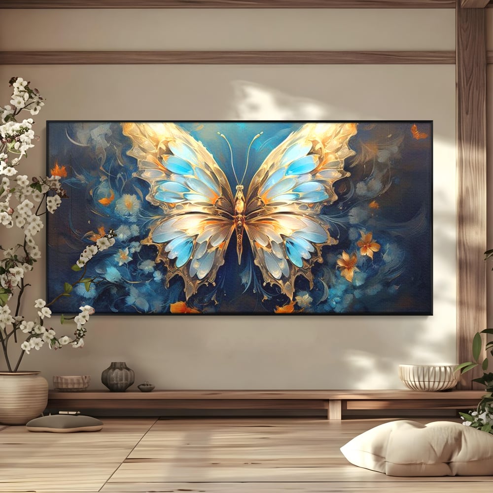 Tablou Canvas Premium, LuxCanva® M1143, Magie Translucida, Sidef, Regal, Diafan, Magie, Aripi, Flori, Elegant, Angelic, Eteric, Transparent, Fantastic, Fluture, Birou, Living, Camera Copil