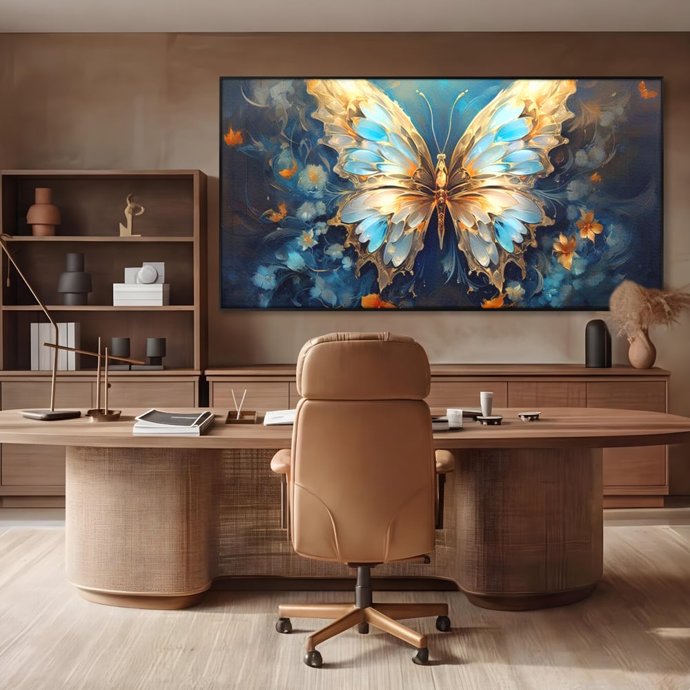 Tablou Canvas Premium, LuxCanva® M1143, Magie Translucida, Sidef, Regal, Diafan, Magie, Aripi, Flori, Elegant, Angelic, Eteric, Transparent, Fantastic, Fluture, Birou, Living, Camera Copil