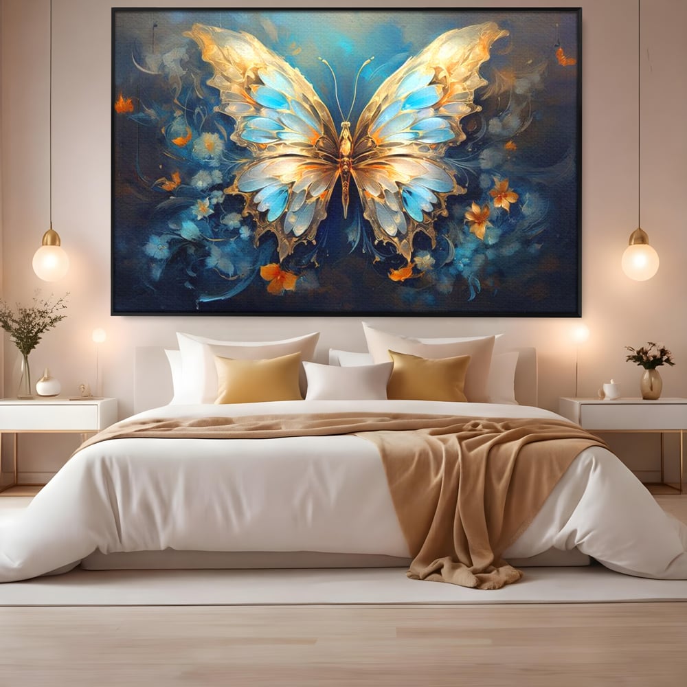 Tablou Canvas Premium, LuxCanva® M1143, Magie Translucida, Sidef, Regal, Diafan, Magie, Aripi, Flori, Elegant, Angelic, Eteric, Transparent, Fantastic, Fluture, Birou, Living, Camera Copil