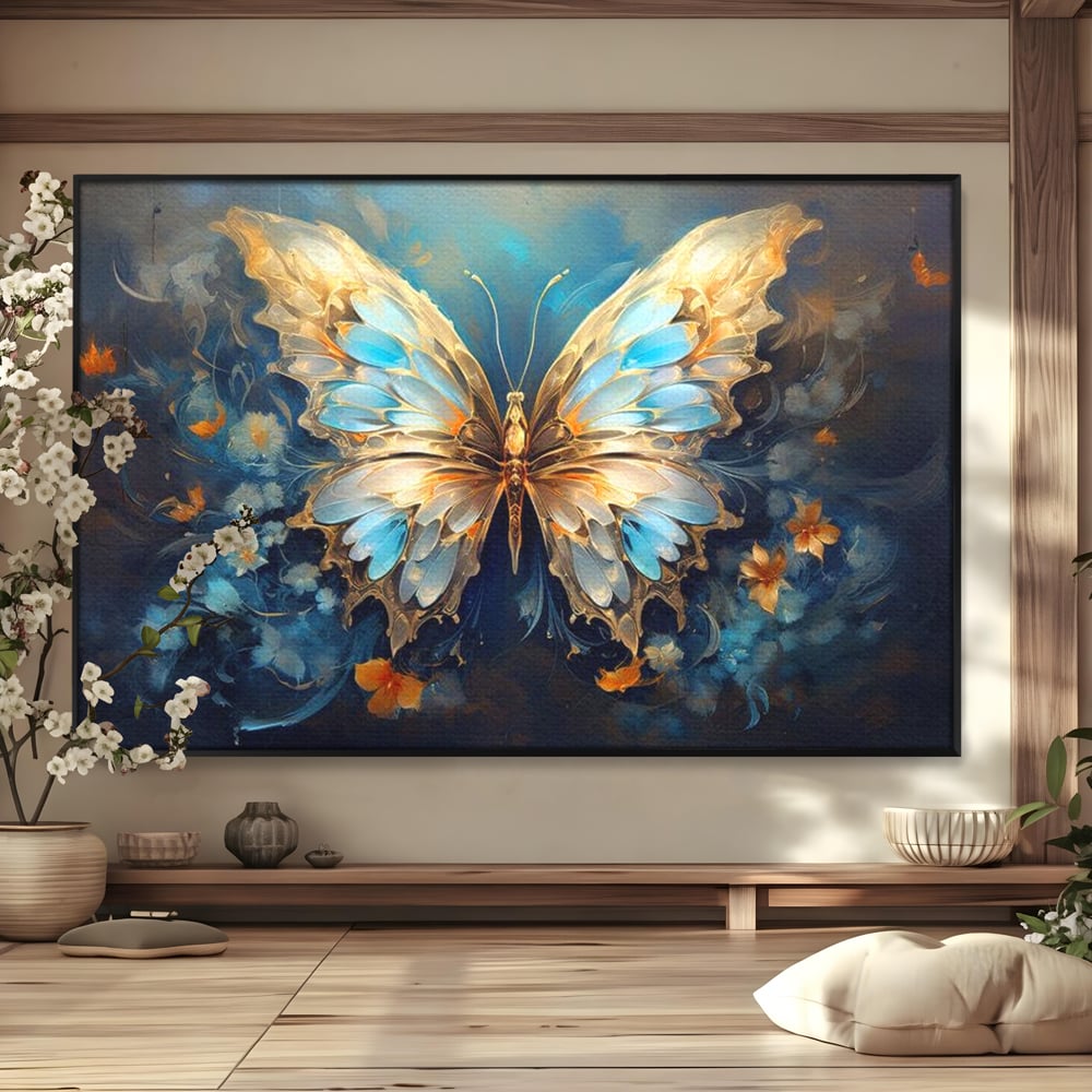 Tablou Canvas Premium, LuxCanva® M1143, Magie Translucida, Sidef, Regal, Diafan, Magie, Aripi, Flori, Elegant, Angelic, Eteric, Transparent, Fantastic, Fluture, Birou, Living, Camera Copil