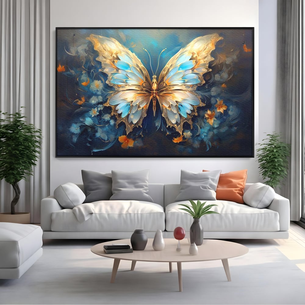 Tablou Canvas Premium, LuxCanva® M1143, Magie Translucida, Sidef, Regal, Diafan, Magie, Aripi, Flori, Elegant, Angelic, Eteric, Transparent, Fantastic, Fluture, Birou, Living, Camera Copil