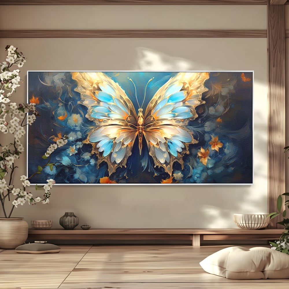 Tablou Canvas Premium, LuxCanva® M1143, Magie Translucida, Sidef, Regal, Diafan, Magie, Aripi, Flori, Elegant, Angelic, Eteric, Transparent, Fantastic, Fluture, Birou, Living, Camera Copil