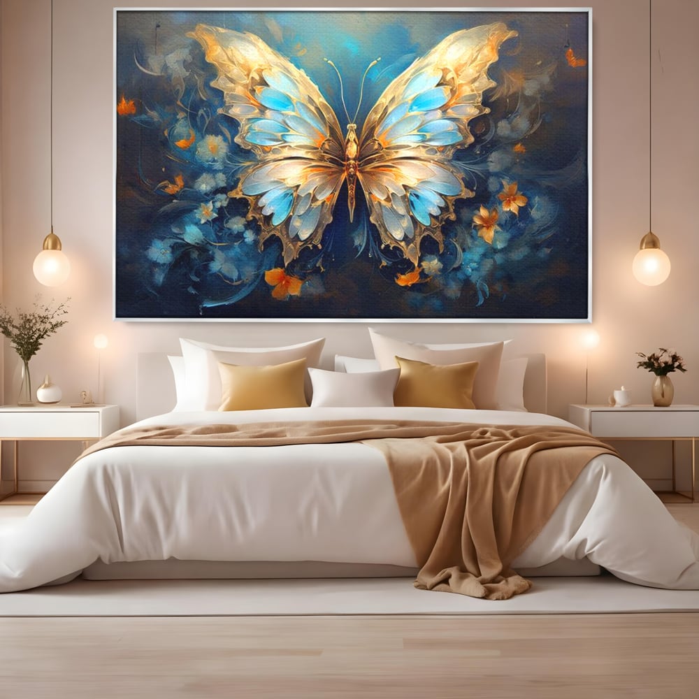 Tablou Canvas Premium, LuxCanva® M1143, Magie Translucida, Sidef, Regal, Diafan, Magie, Aripi, Flori, Elegant, Angelic, Eteric, Transparent, Fantastic, Fluture, Birou, Living, Camera Copil