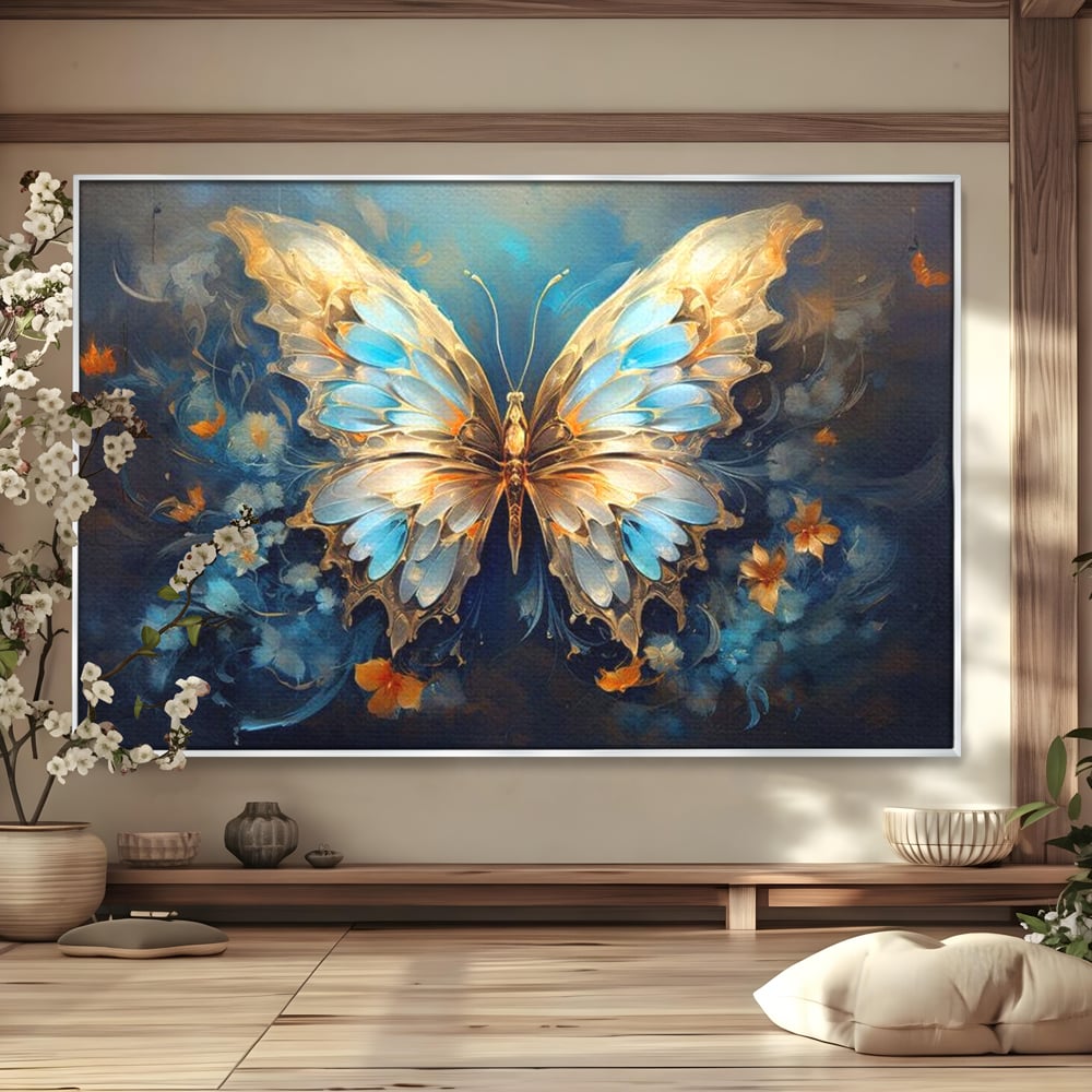 Tablou Canvas Premium, LuxCanva® M1143, Magie Translucida, Sidef, Regal, Diafan, Magie, Aripi, Flori, Elegant, Angelic, Eteric, Transparent, Fantastic, Fluture, Birou, Living, Camera Copil