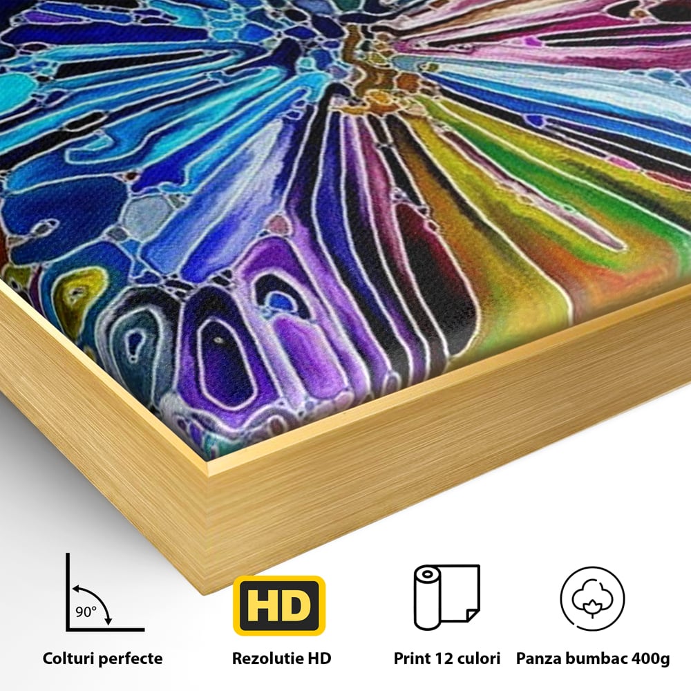 Tablou Canvas Premium, LuxCanva® M1144, Fluture Caleidoscopic, Mozaic, Vitraliu, Abstract, Fluture, Aripi, Caleidoscop, Arta Moderna, Multicolor, Iridescent, Birou, Living, Camera Copil