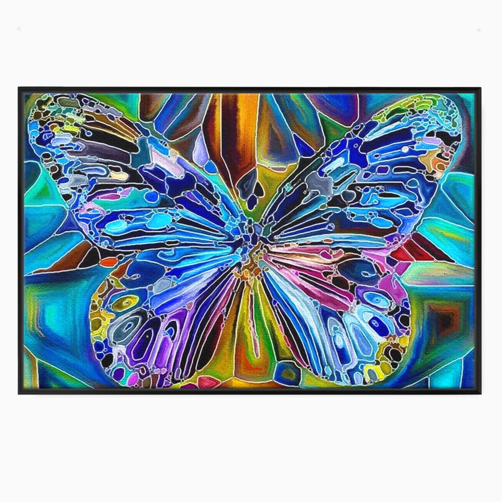 Tablou Canvas Premium, LuxCanva® M1144, Fluture Caleidoscopic, Mozaic, Vitraliu, Abstract, Fluture, Aripi, Caleidoscop, Arta Moderna, Multicolor, Iridescent, Birou, Living, Camera Copil